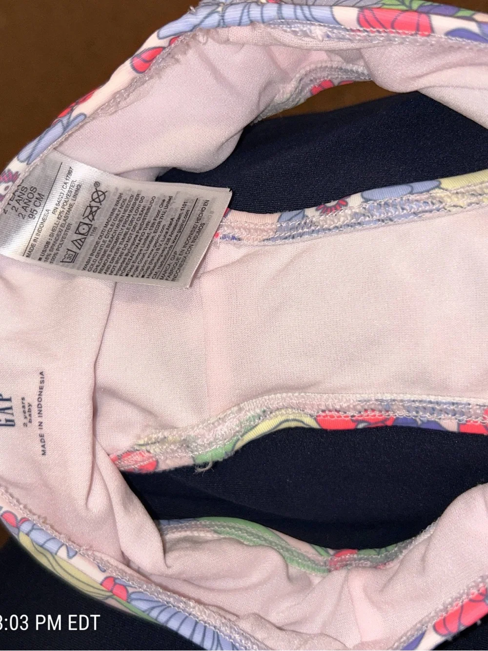 GAP Kids 2T Floral Long-Sleeve Rashguard - Blue, Pink & Green